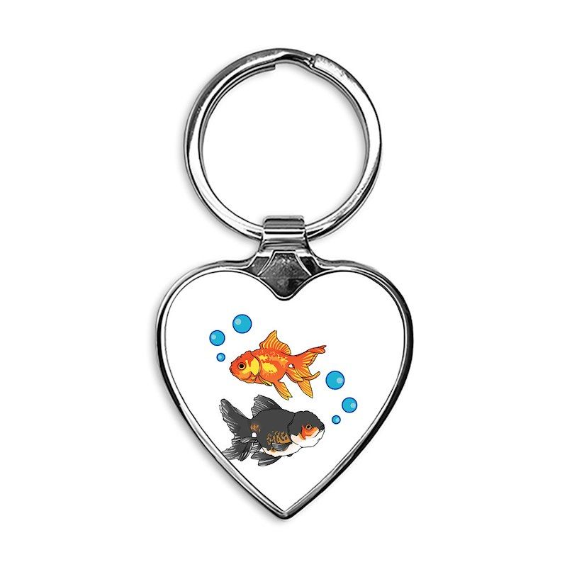GOLDFISH AND BUBBLES Heart Keychain