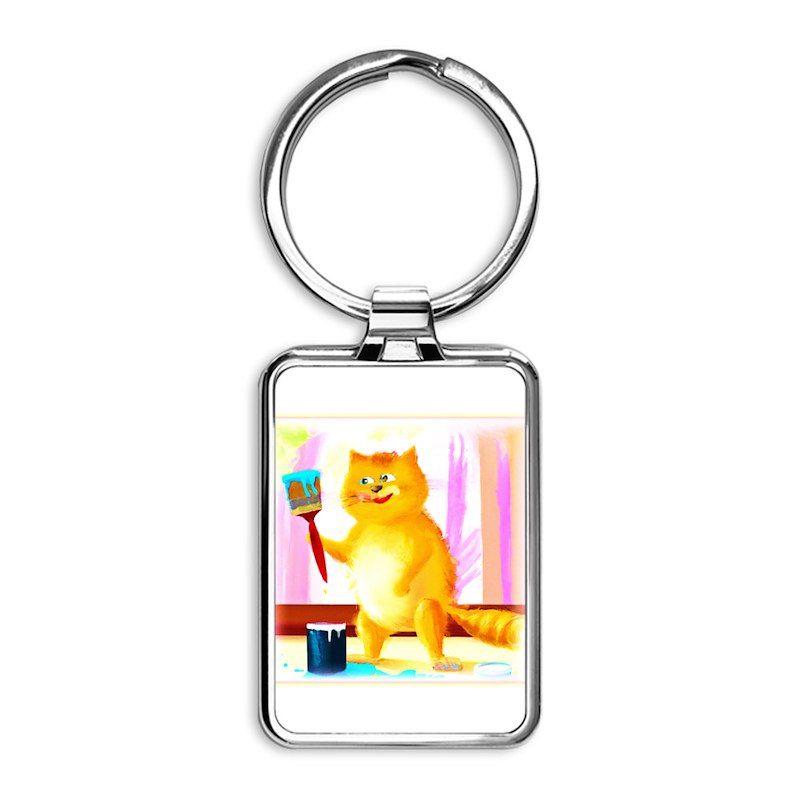 Cute Painting Of A Cat. Buy Now Rectangle Keychain