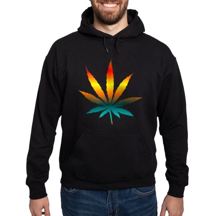 Rainbow Marijuana Leaf Men's Hooded Sweatshirt