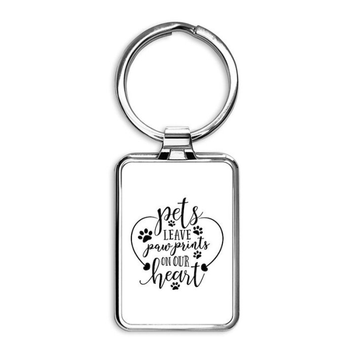 Pets Leave Paw Prints Rectangle Keychain